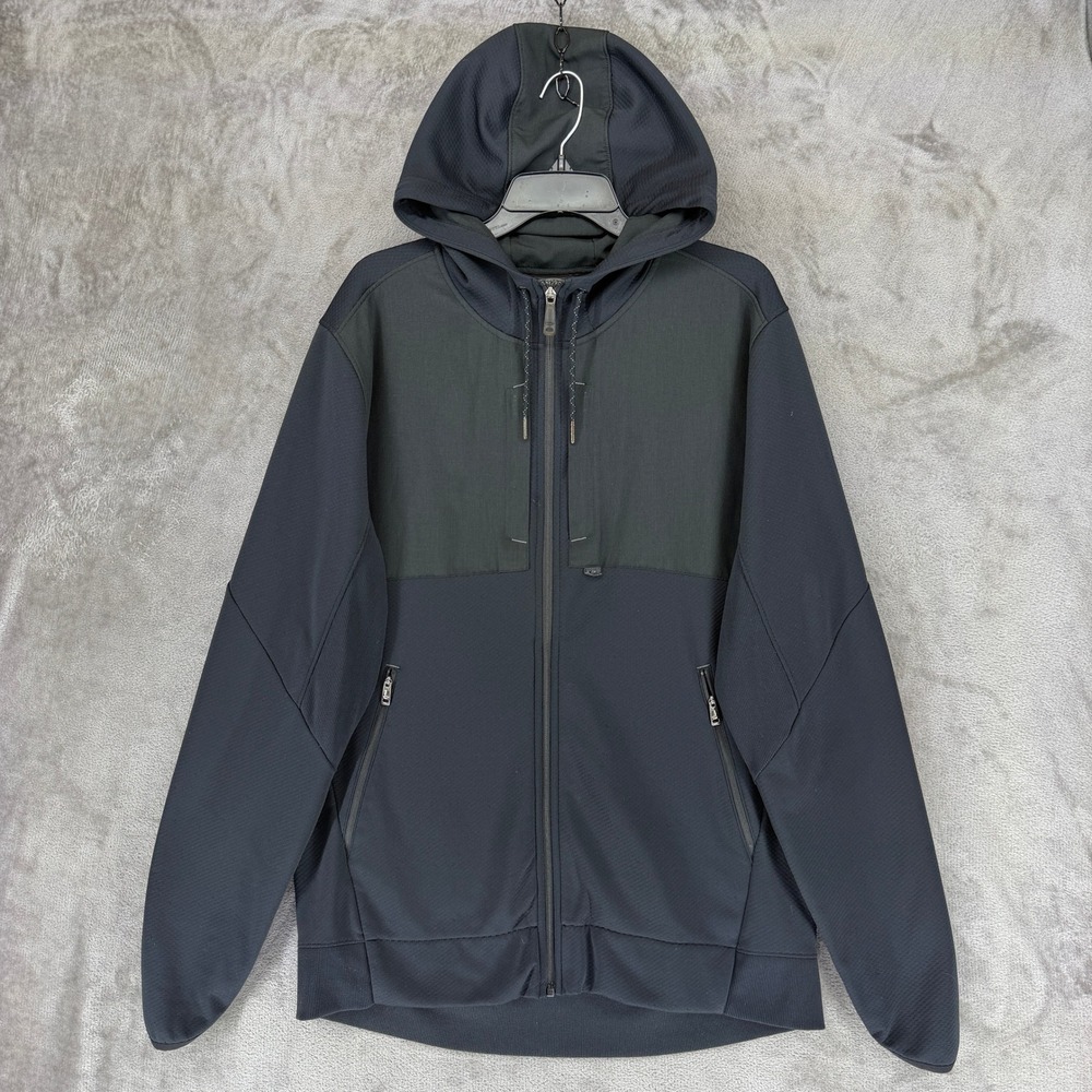 Oakley Hoodie Mens XL Slim Fit Full Zip Black Textured Mixed Media EUC